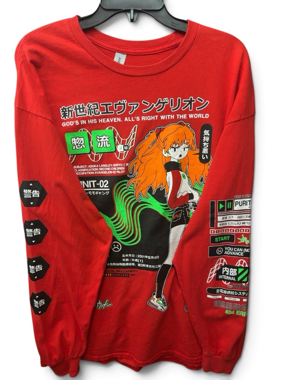 Neon Genesis Evangelion Asuka Langley Red Long Sleeve Tee XL SKU#34